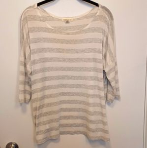Gray Striped Flowy Shirt